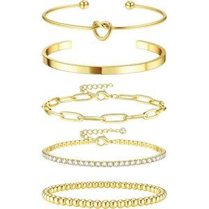 Adjustable 14K Gold Plated Bracelets - Stackable & Ideal Gift for Loved Ones